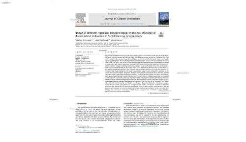 Impact of different water and nitrogen inputs on the eco-efficiency of durum wheat cultivation in Mediterranean environments